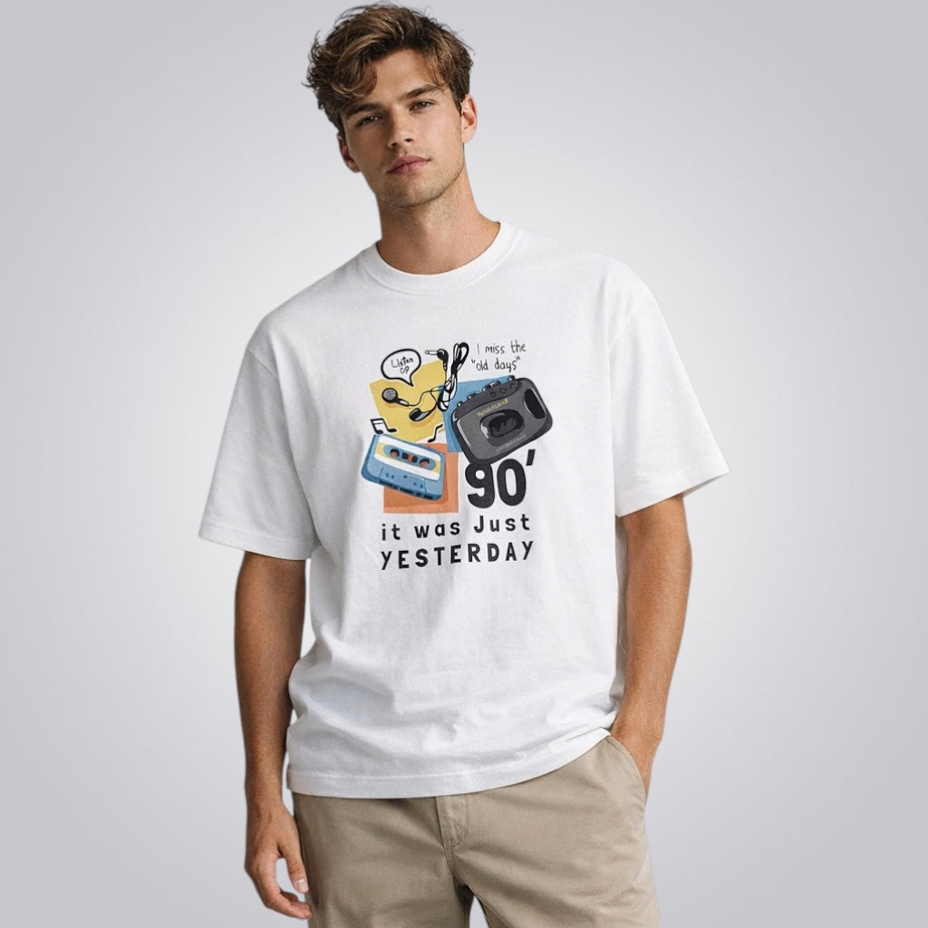 90s It Was Just Yesterday Unisex Premium French Terry Oversized Tee