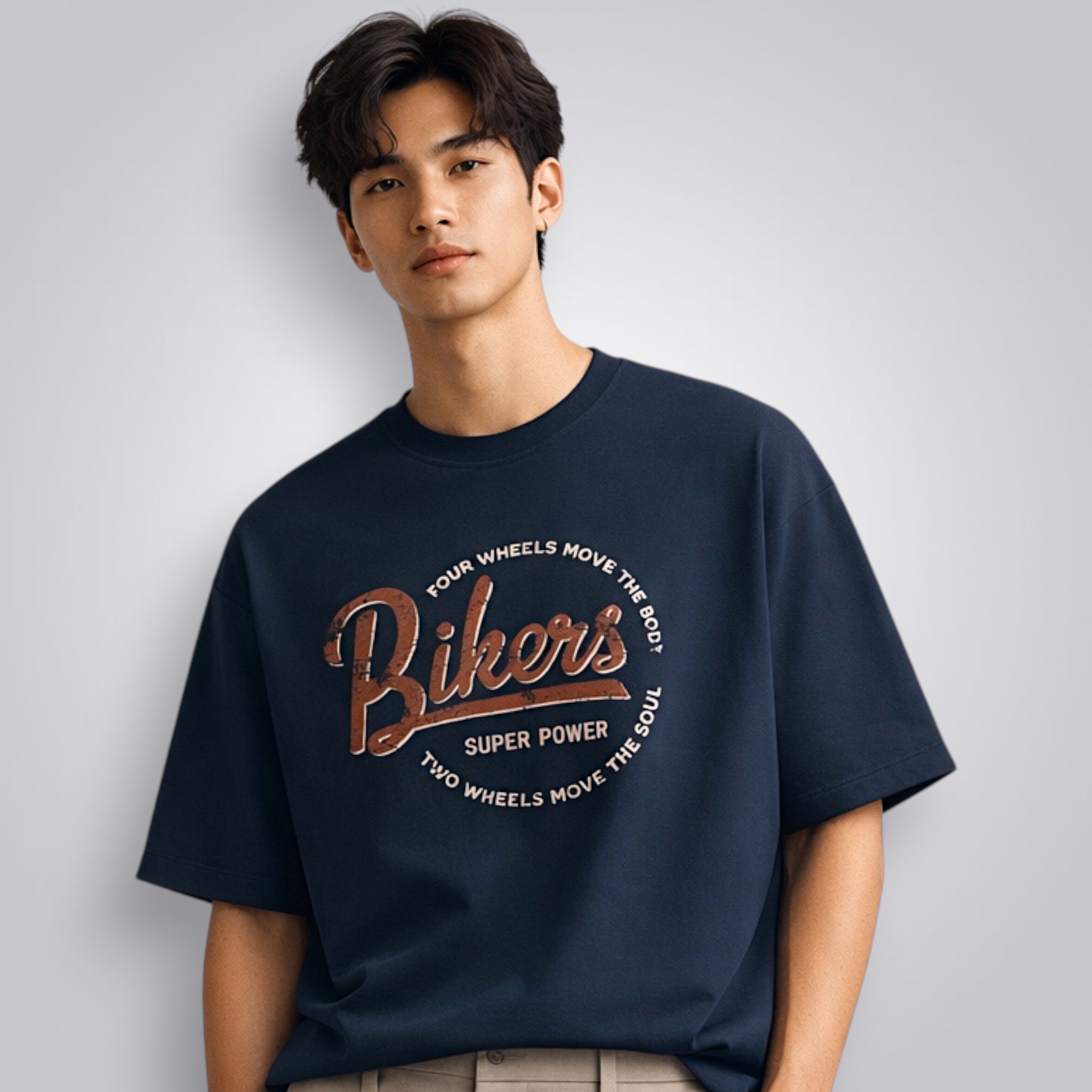 Bikers Superpower Men's Premium French Terry Oversized Tee