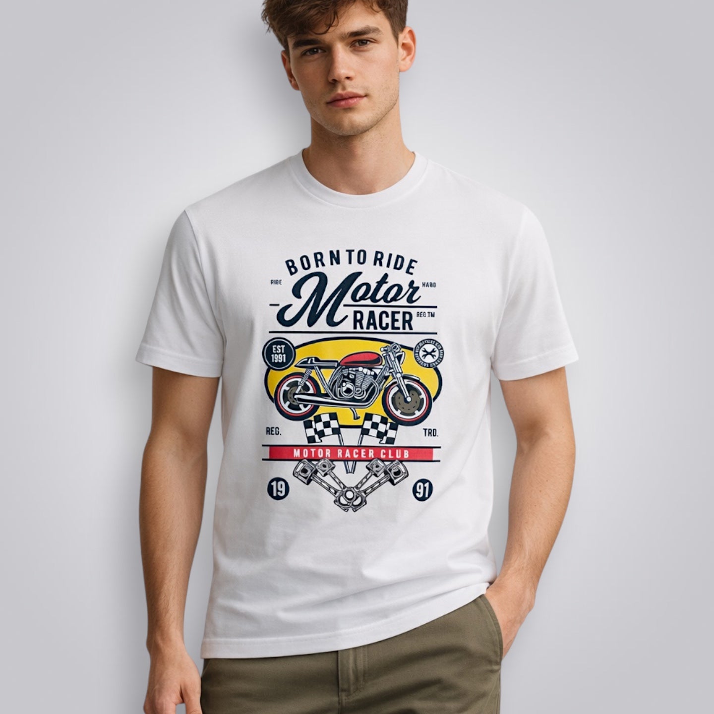 Born To Ride Motor Racer Men's Regular Fit T-Shirt