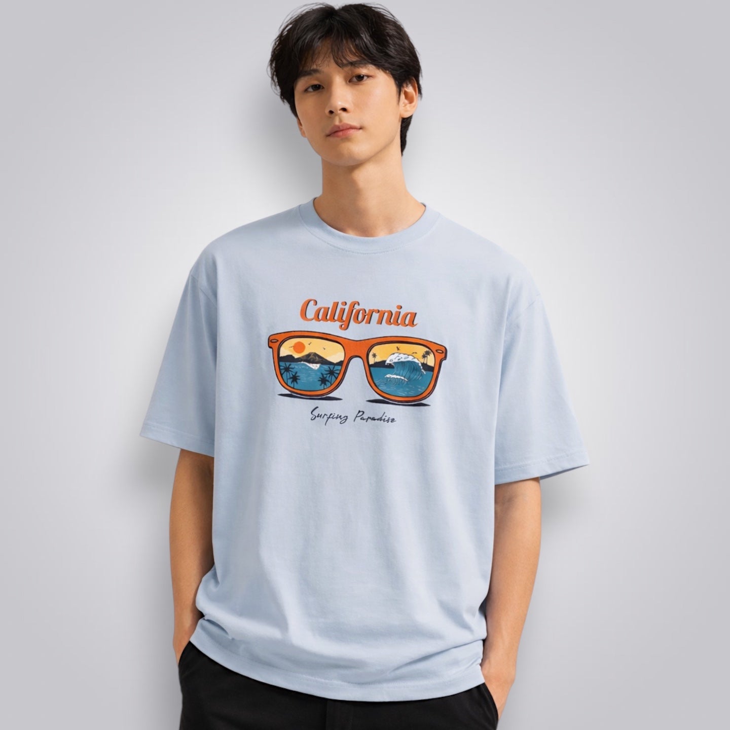 California Surfing Paradise Unisex Premium French Terry Oversized Tee