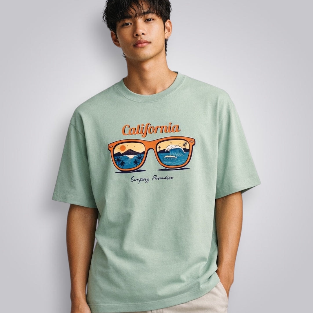 California Surfing Paradise Unisex Premium French Terry Oversized Tee