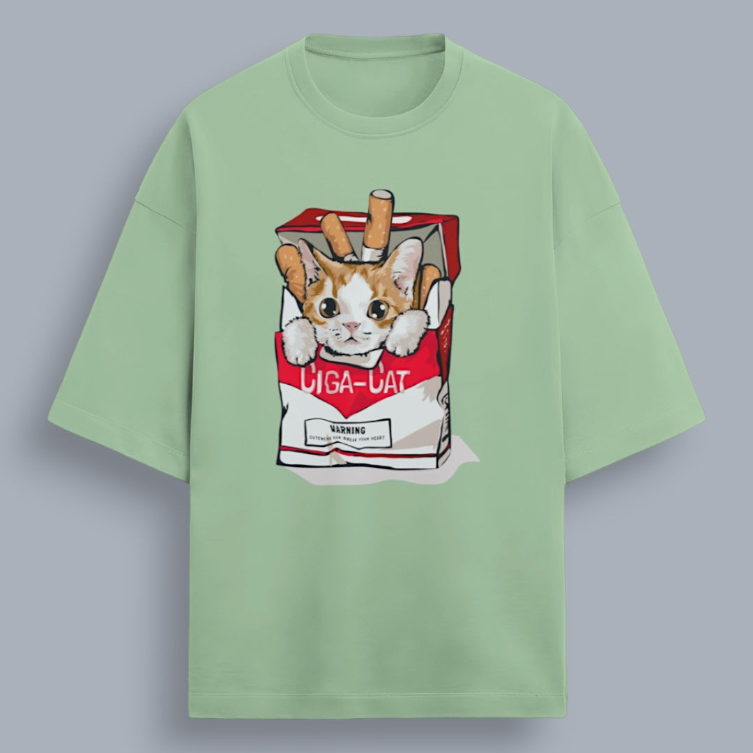 Ciga Cat Unisex Premium French Terry Oversized Tee