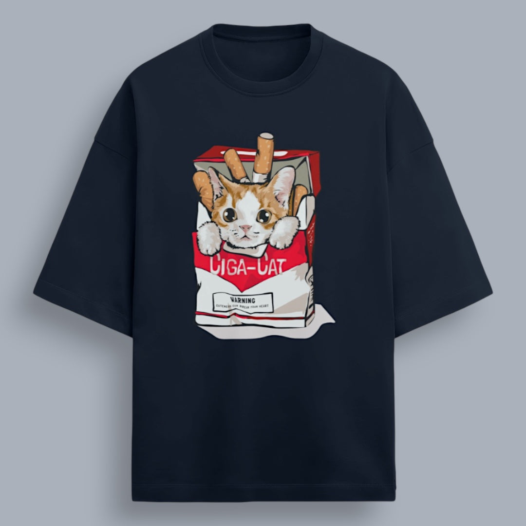Ciga Cat Unisex Premium French Terry Oversized Tee