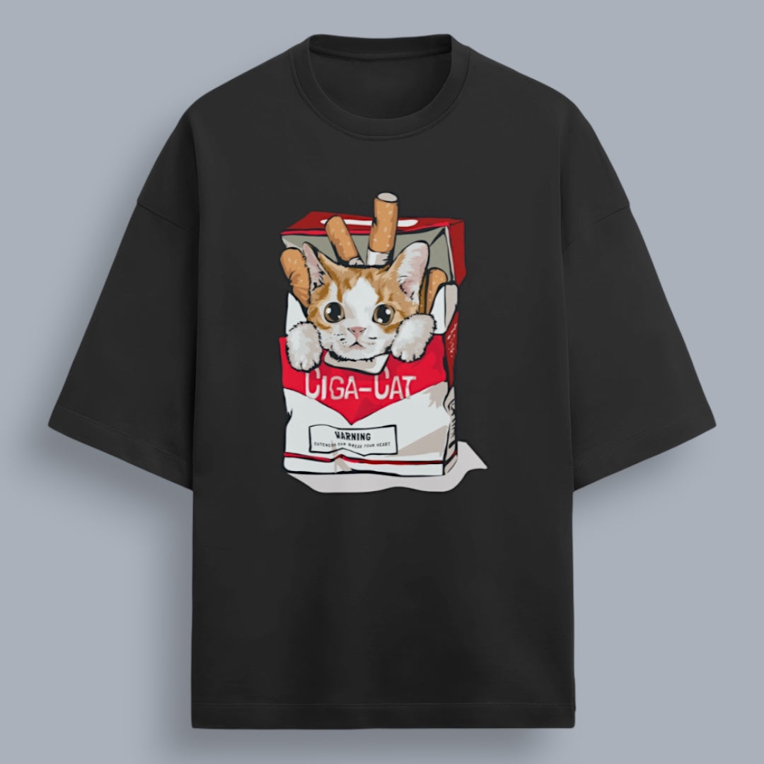 Ciga Cat Unisex Premium French Terry Oversized Tee
