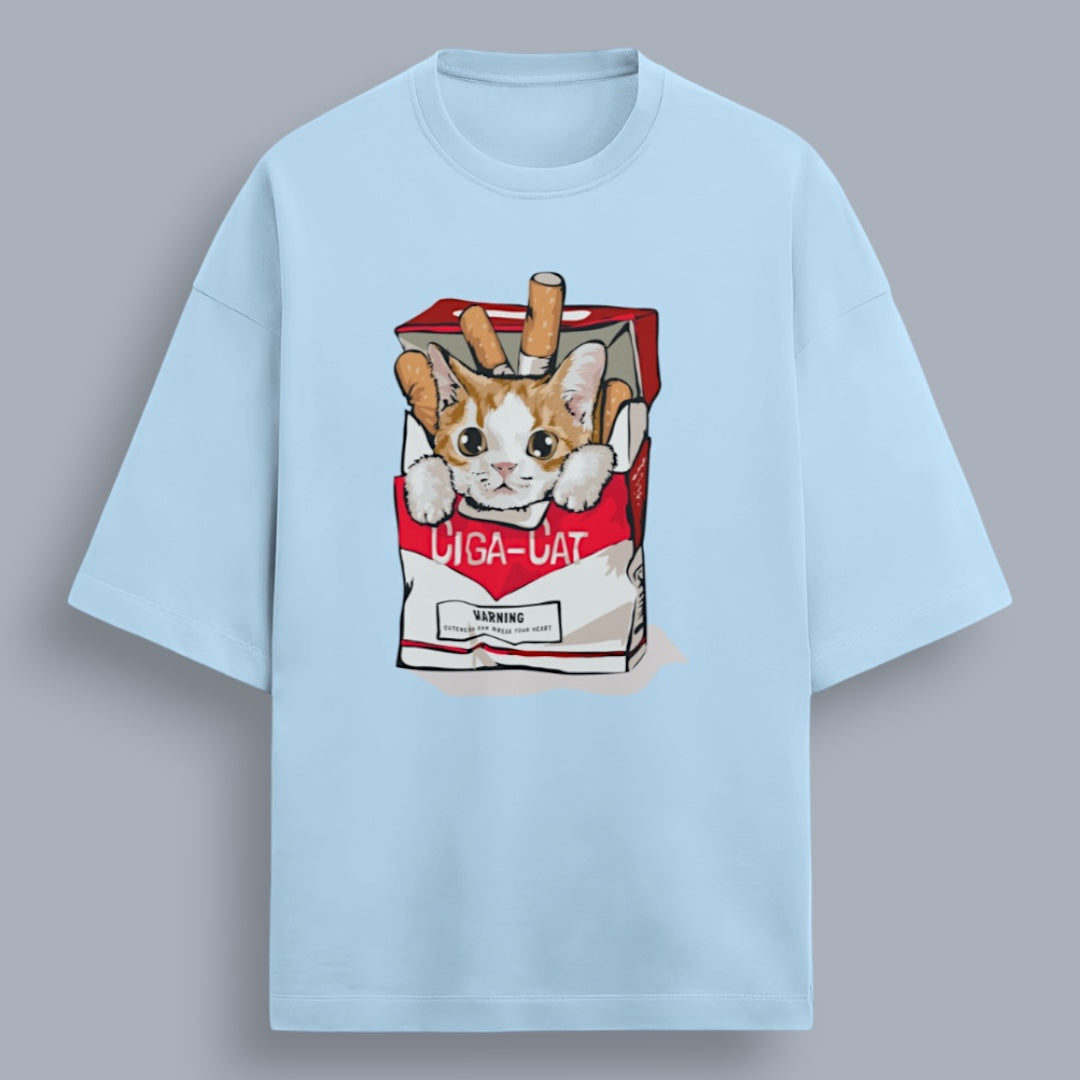Ciga Cat Unisex Premium French Terry Oversized Tee