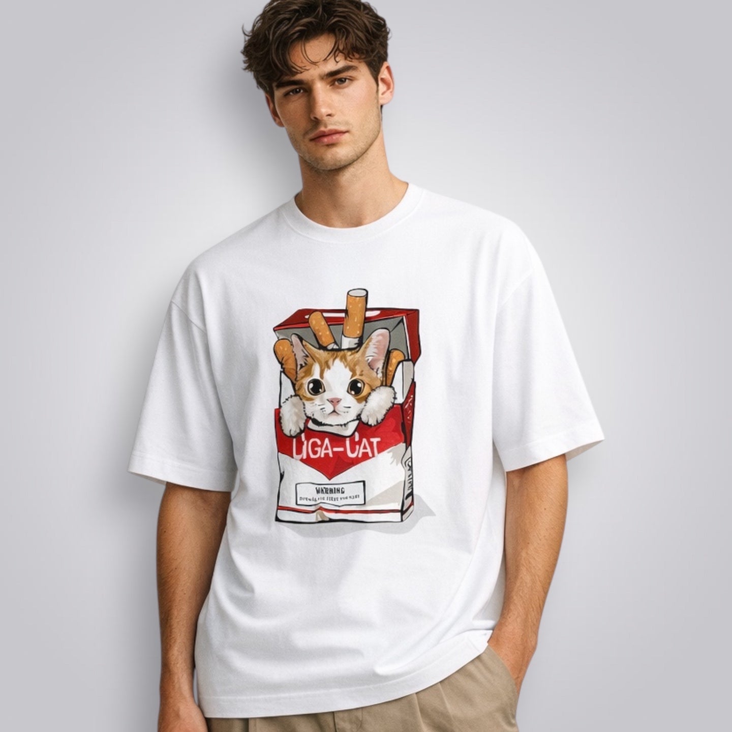 Ciga Cat Unisex Premium French Terry Oversized Tee