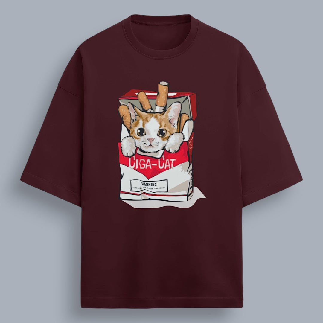 Ciga Cat Unisex Premium French Terry Oversized Tee