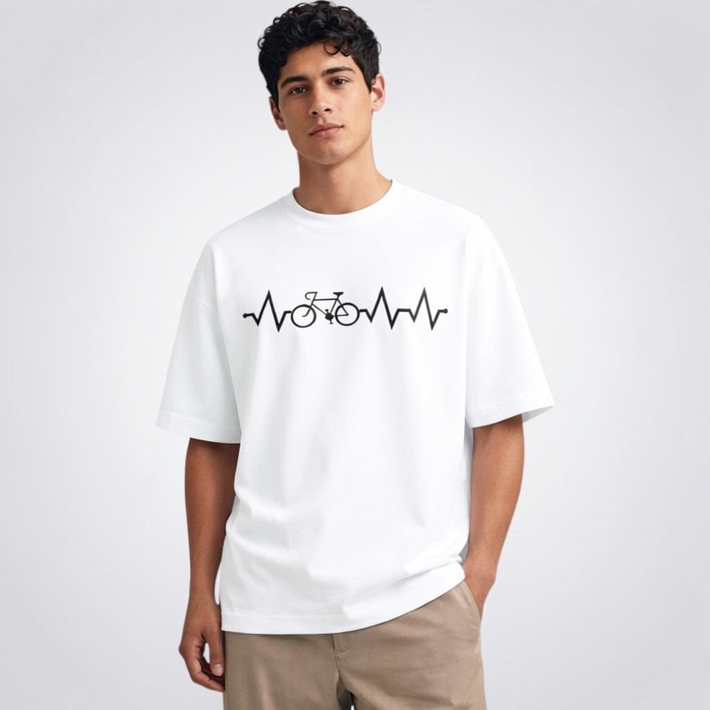 Cycle Heartbeat Unisex Premium French Terry Oversized Tee