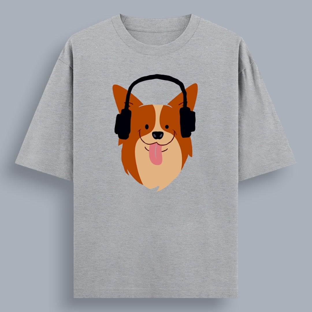 Dog In Headphones Unisex Loose Fit Classic T-Shirt
