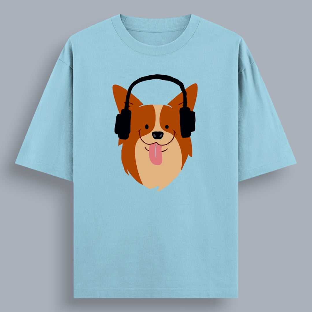 Dog In Headphones Unisex Loose Fit Classic T-Shirt
