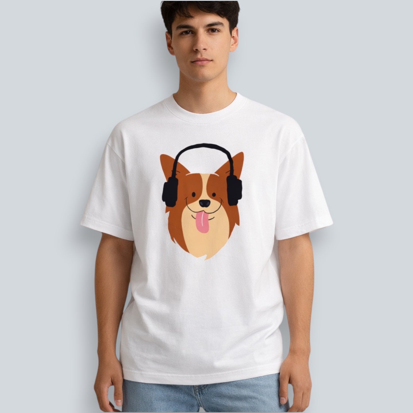 Dog In Headphones Unisex Loose Fit Classic T-Shirt