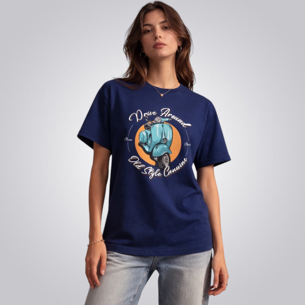 Drive Around Old Style Genuine Women's Boyfriend Fit T-Shirt