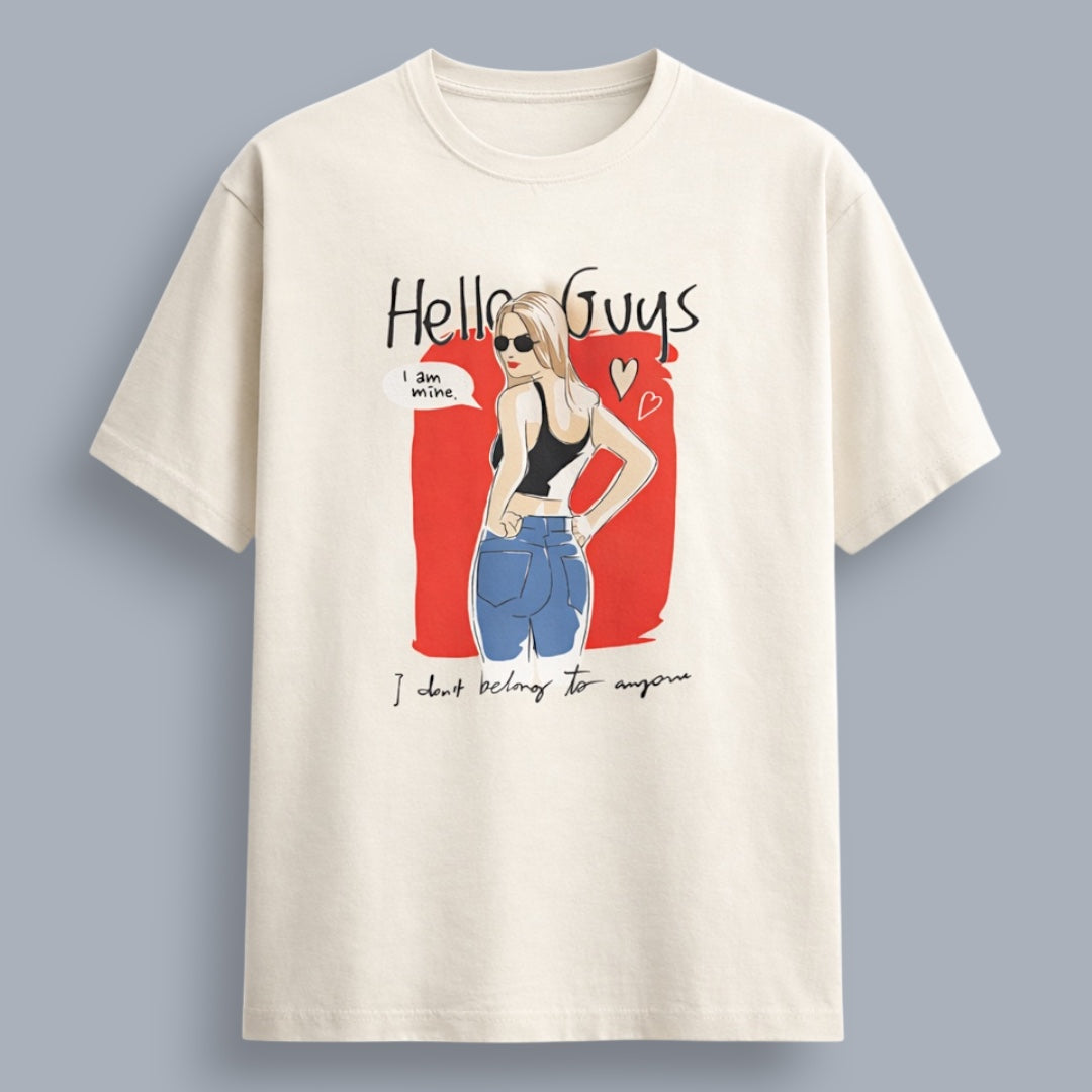 Hello Guys I Am Mine Women's Boyfriend Fit T-Shirt