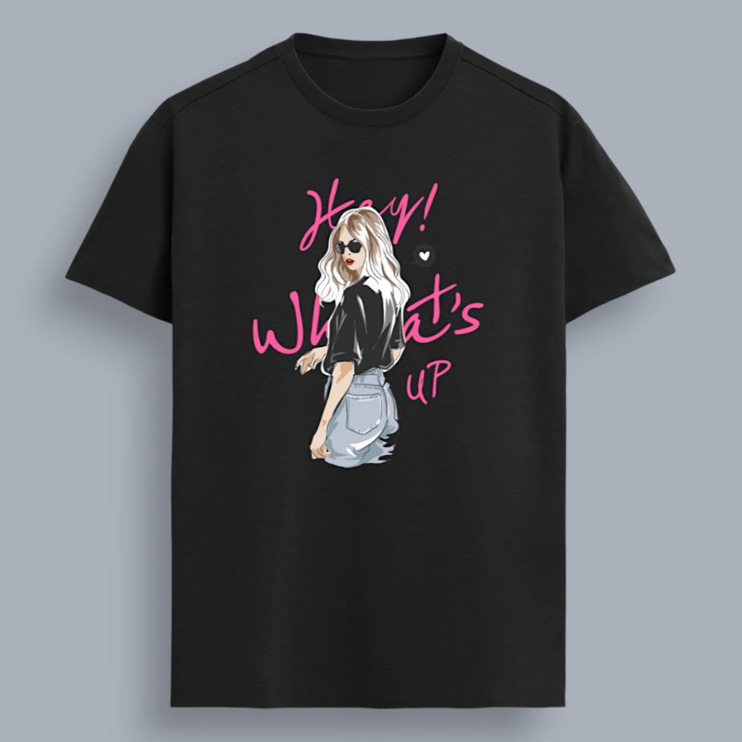 Hey What's Up Women's Boyfriend Fit Premium Supima Cotton T-Shirt