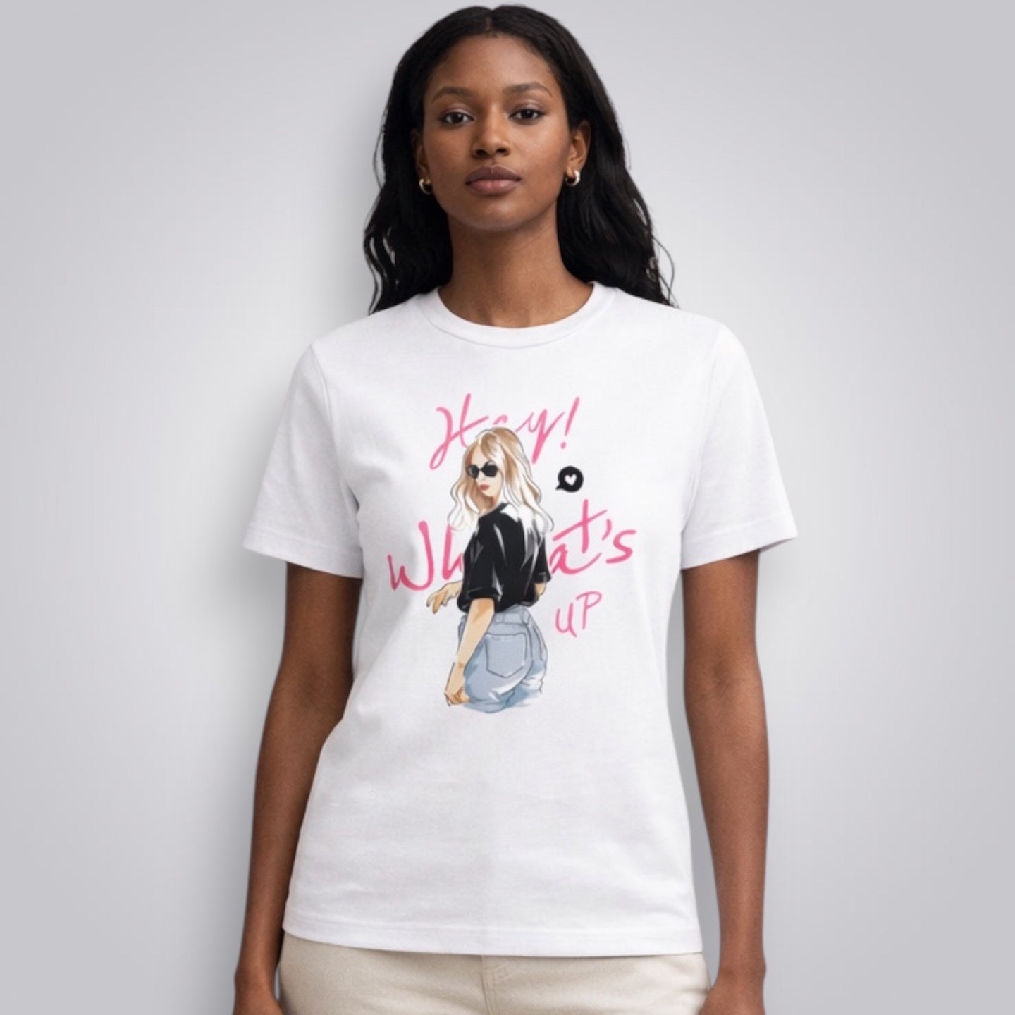 Hey What's Up Women's Boyfriend Fit Premium Supima Cotton T-Shirt