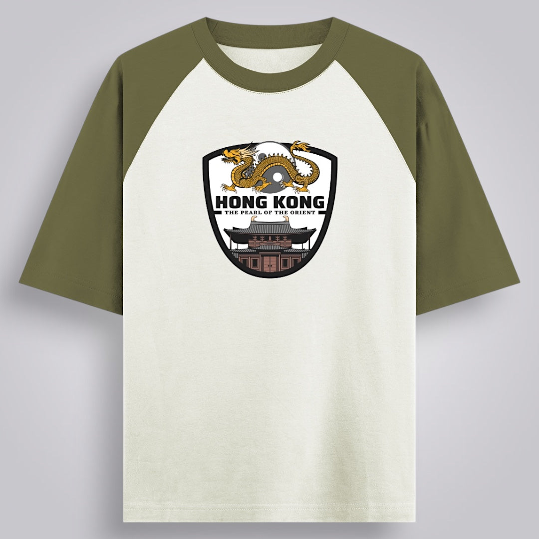 Hong Kong The Pearl Of The Orient Men's Oversized Raglan T Shirt