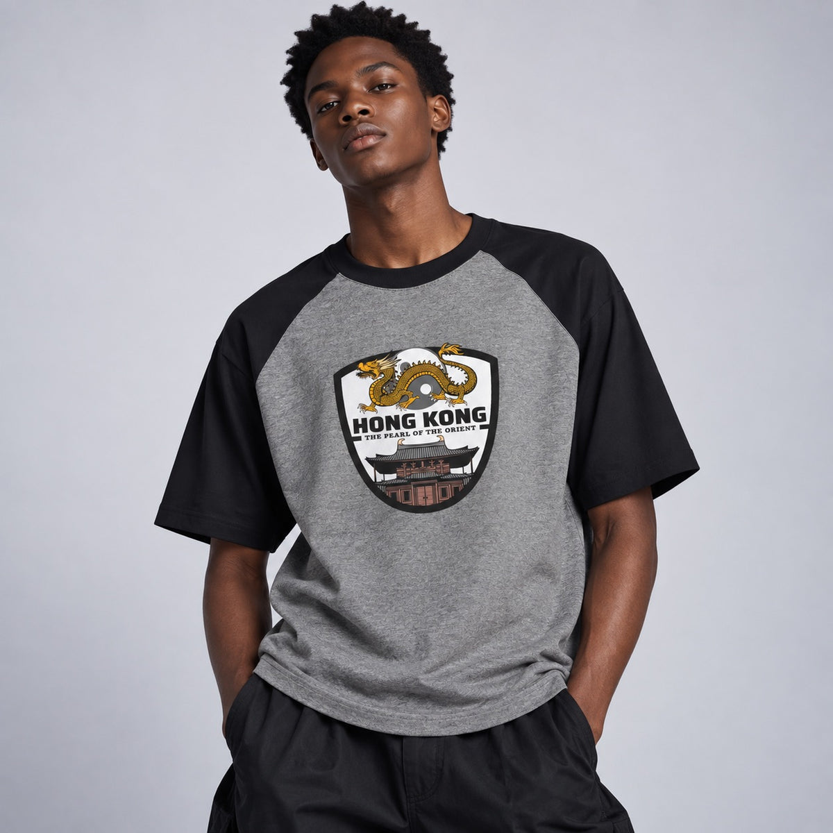 Hong Kong The Pearl Of The Orient Men's Oversized Raglan T Shirt