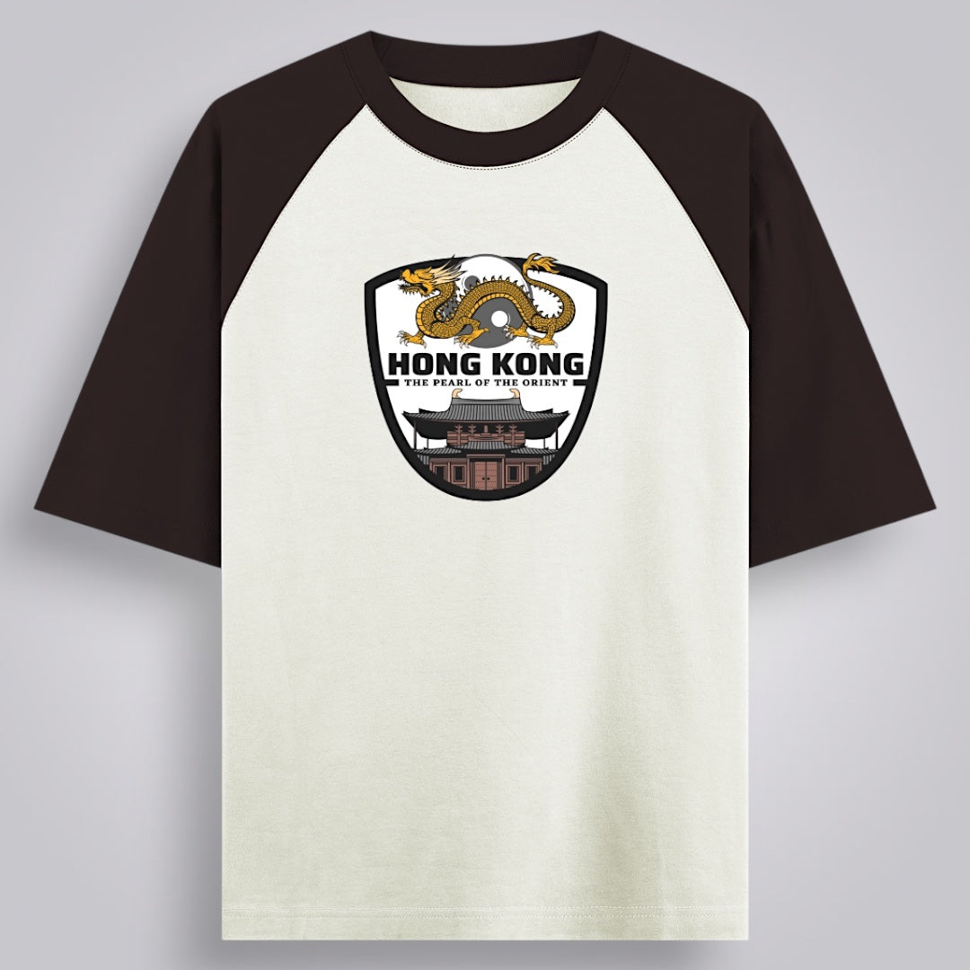 Hong Kong The Pearl Of The Orient Men's Oversized Raglan T Shirt