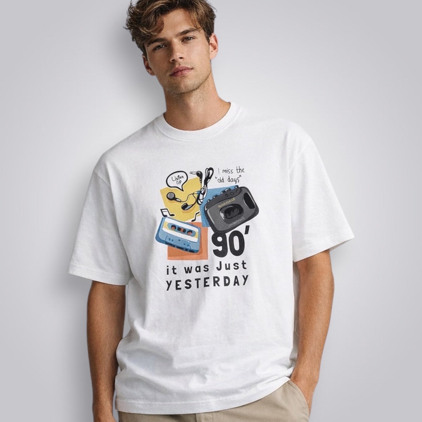 90s It Was Just Yesterday Unisex Premium French Terry Oversized Tee