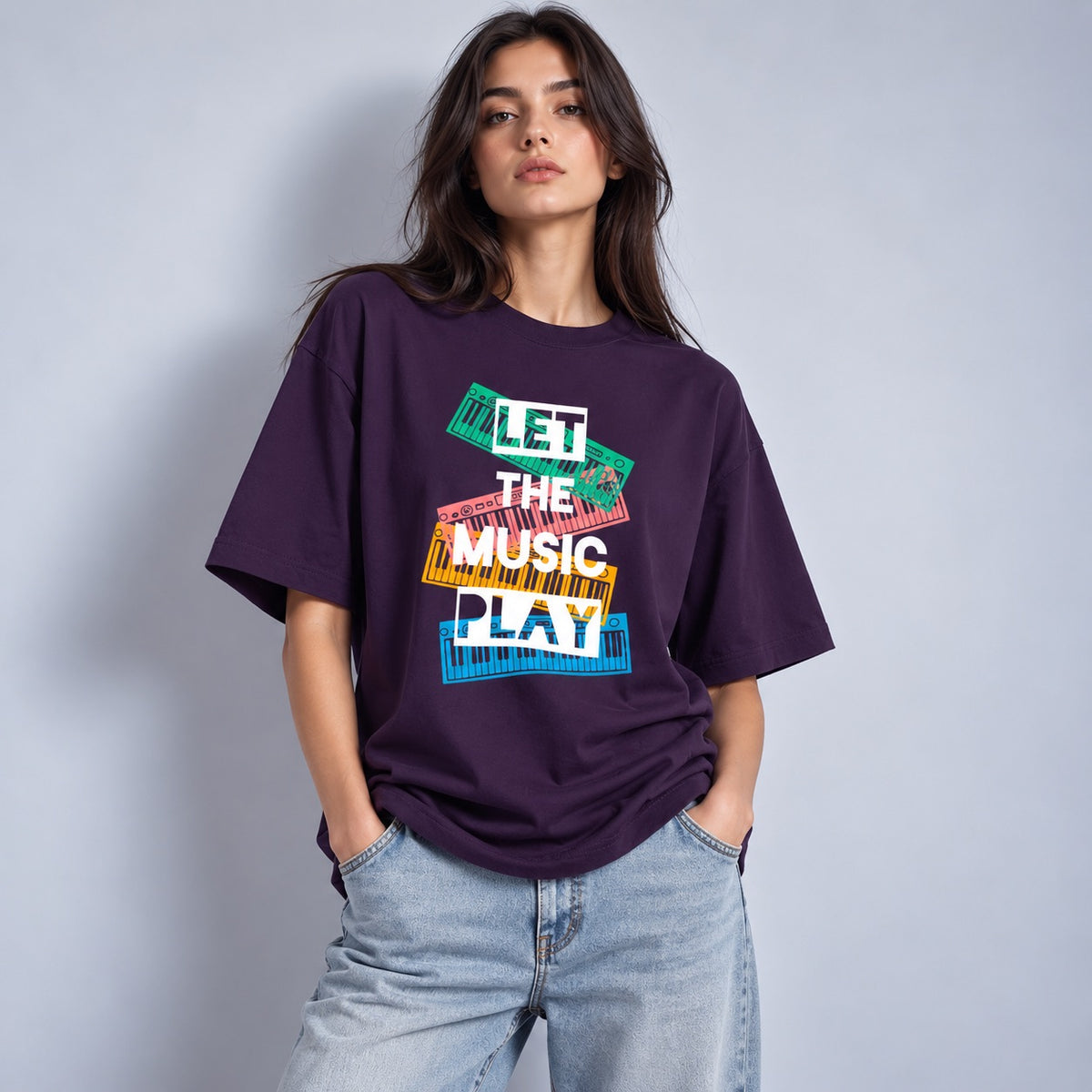 Let The Music Play Unisex Oversized Classic T-Shirt