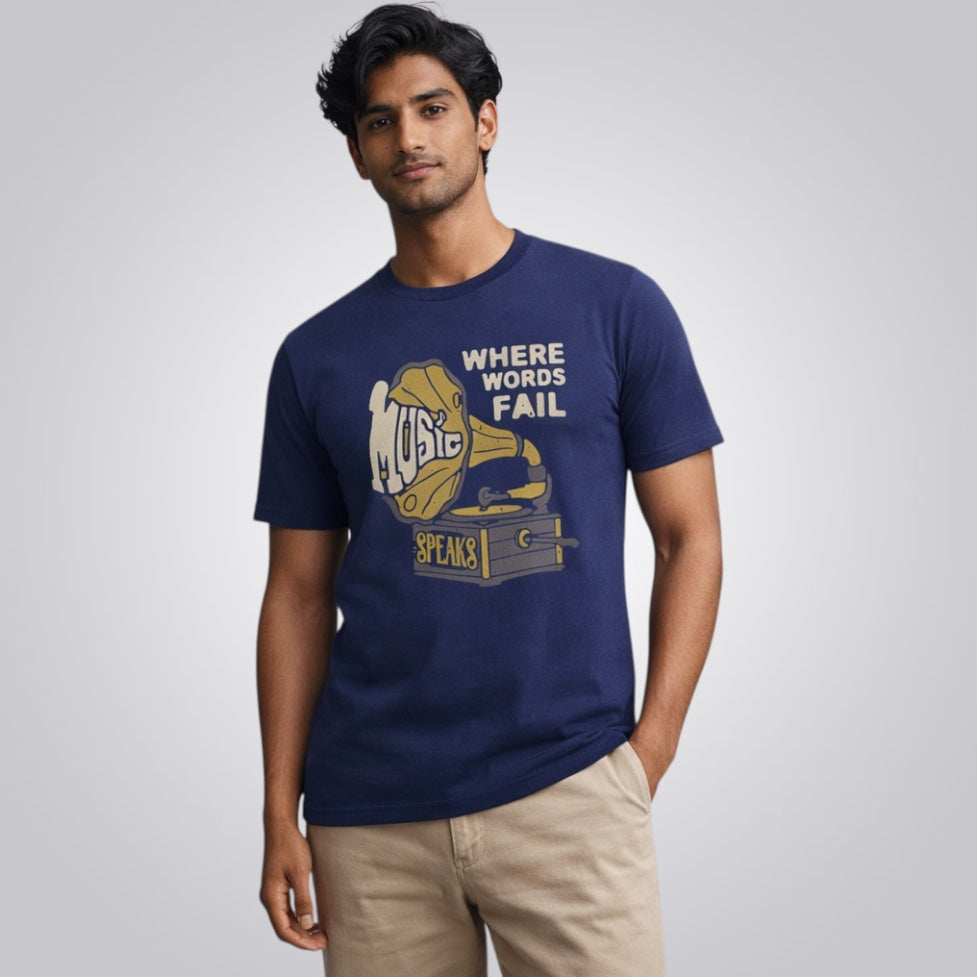 Where Words Fail Music Speaks Men's Regular Fit T-Shirt