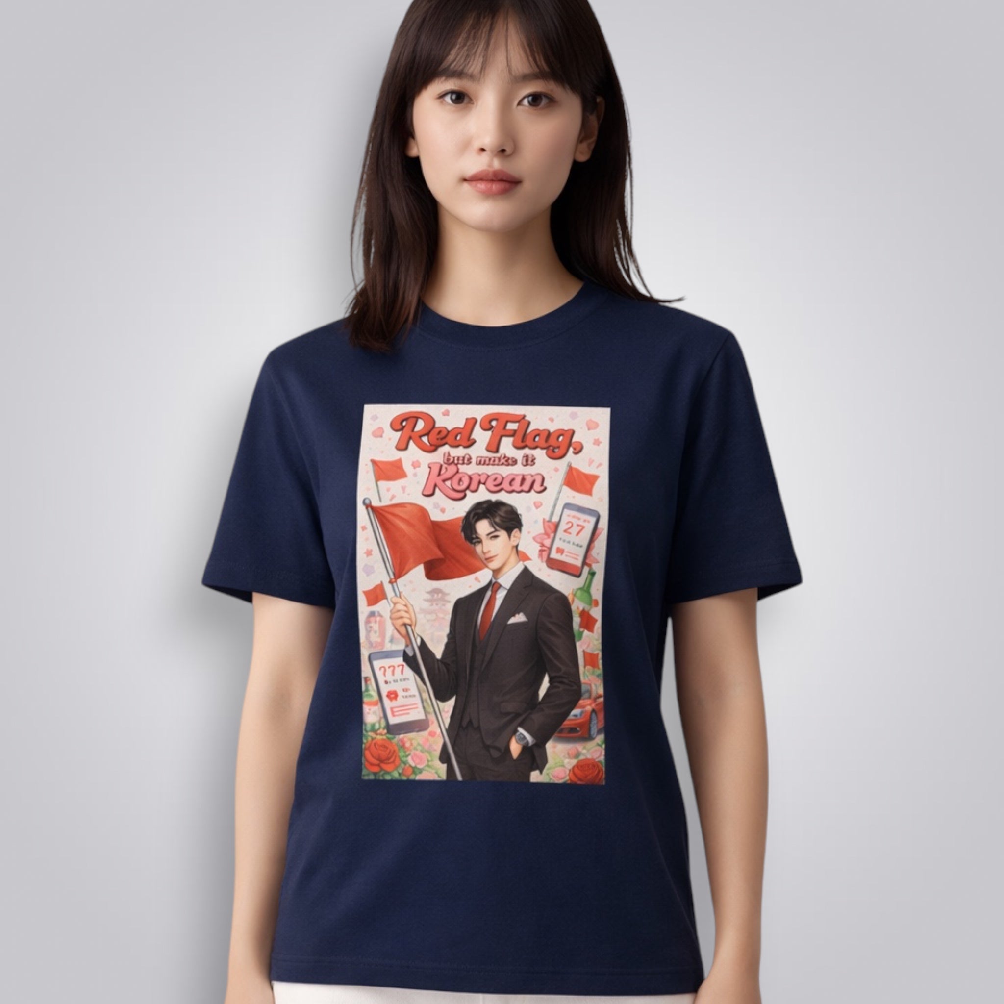 Red Flag But Make It Korean Women's Boyfriend Fit T-Shirt