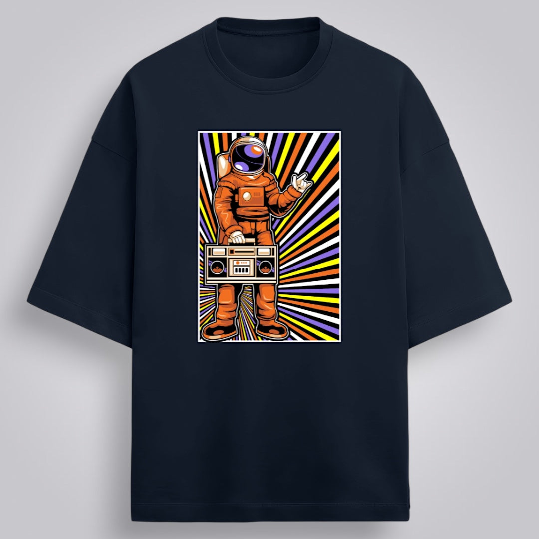 Retro Astronaut Men's Premium French Terry Oversized Tee