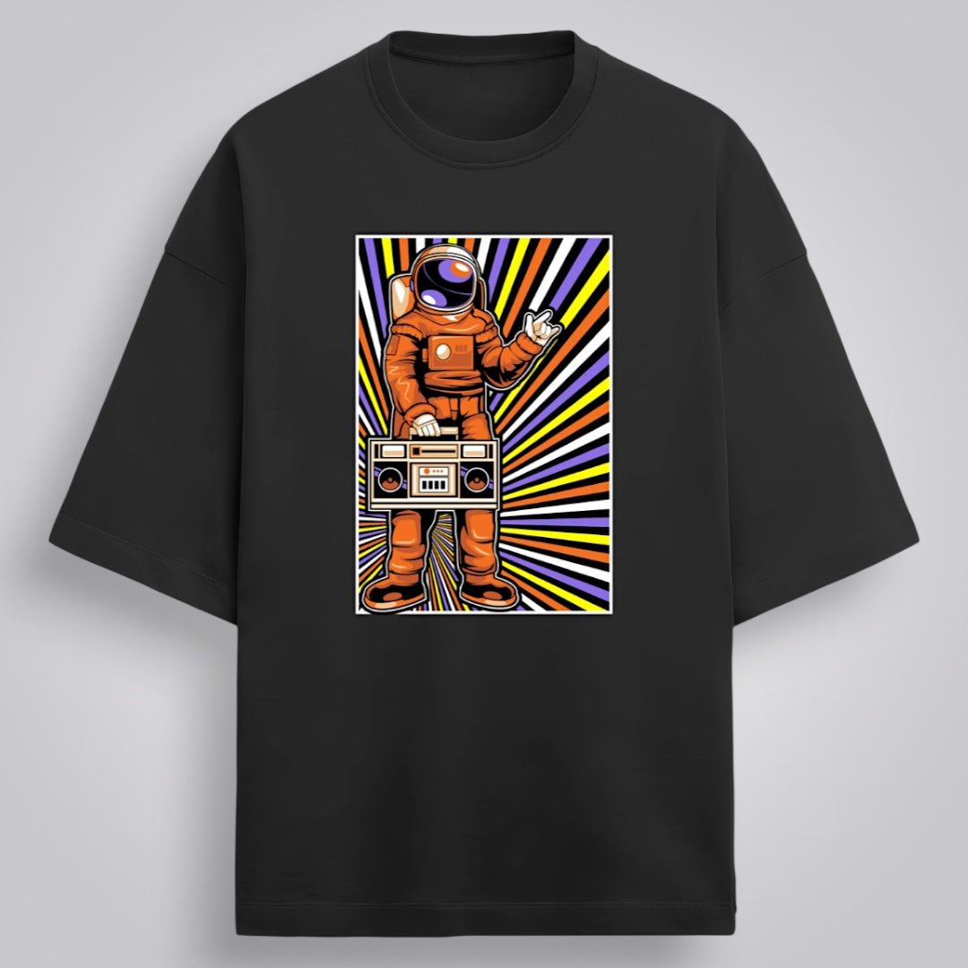 Retro Astronaut Men's Premium French Terry Oversized Tee