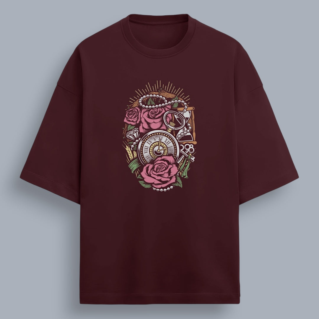 Roses & Pearls Women's Premium French Terry Oversized Tee
