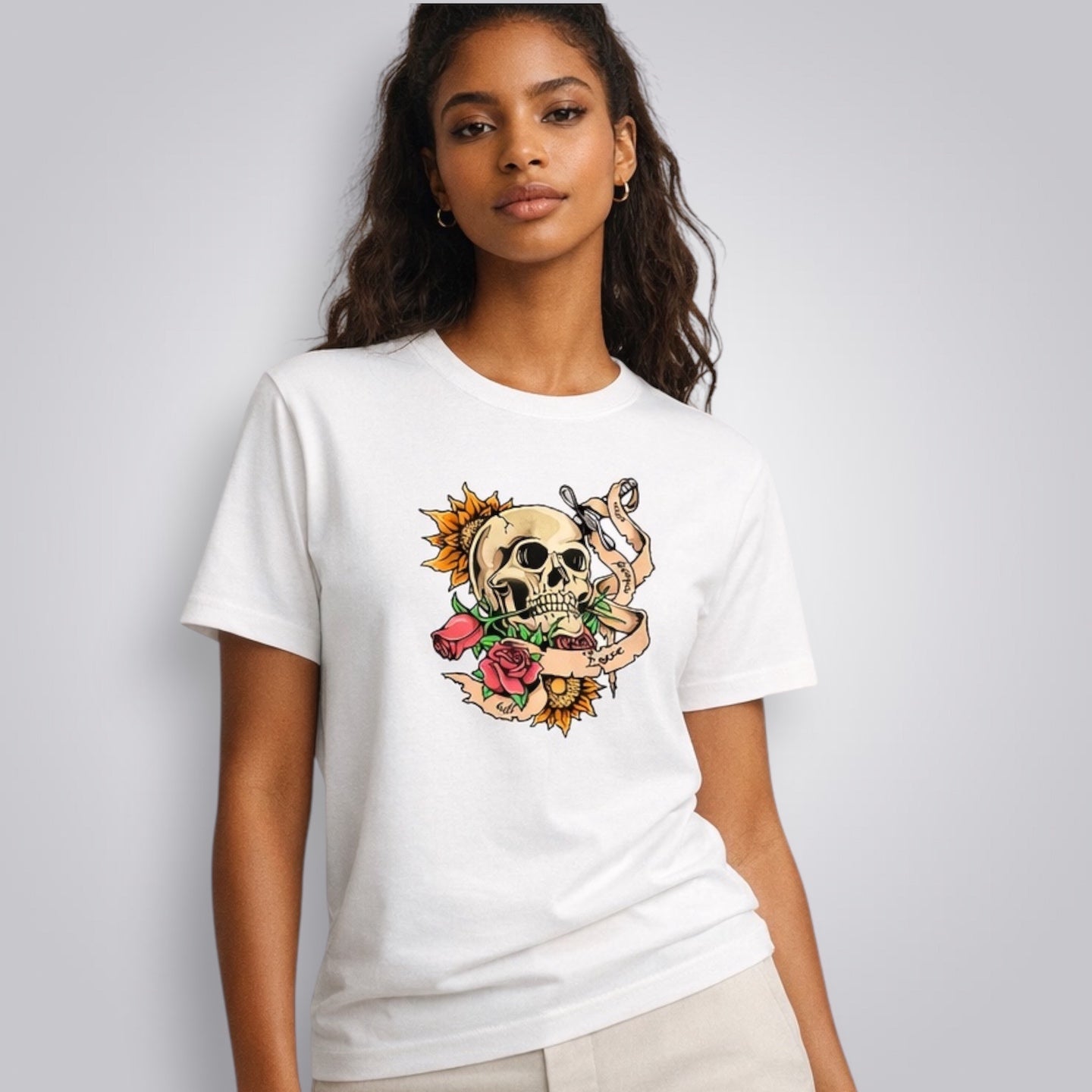 Skull & Roses Women's Boyfriend Fit T-Shirt