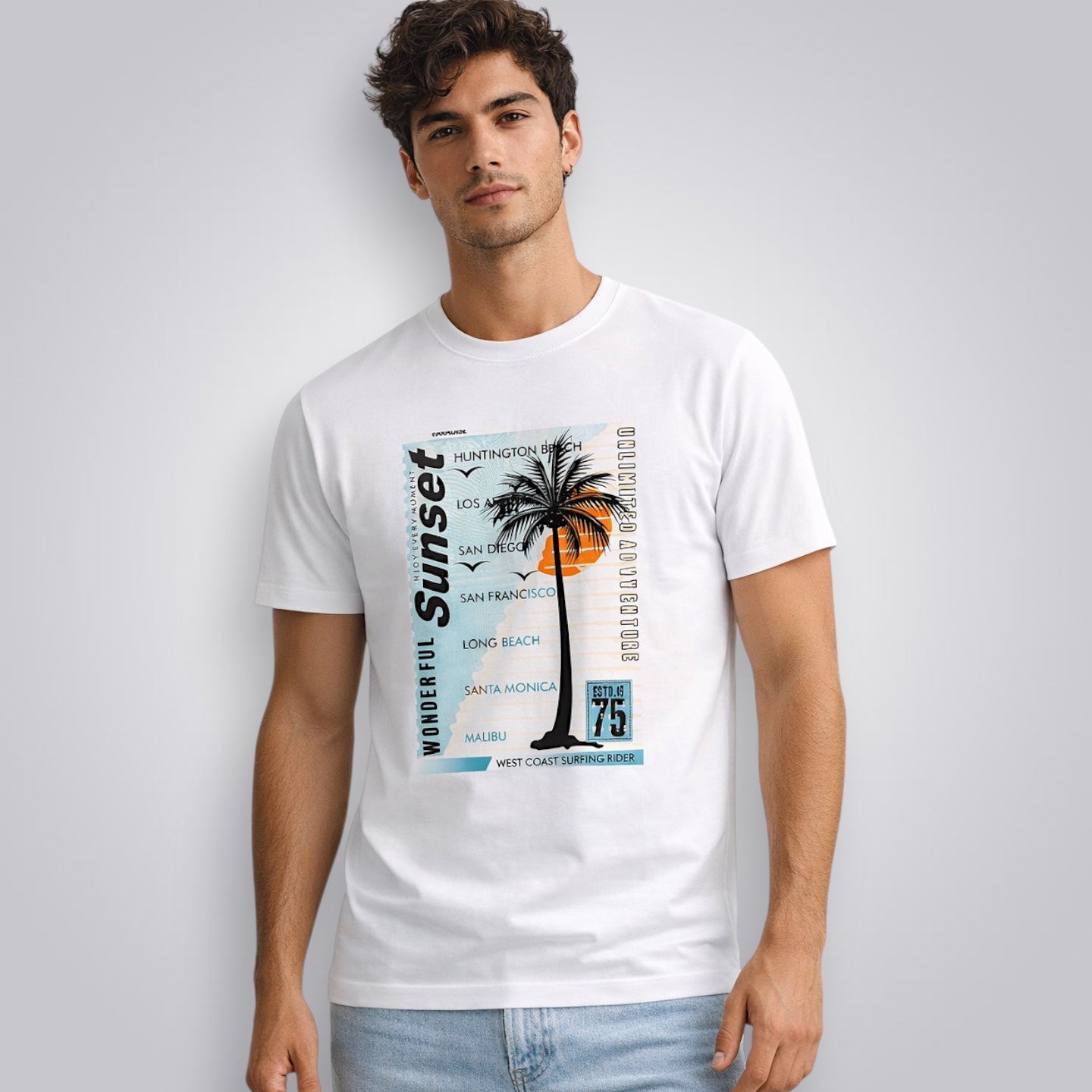 Sunset At Huntington Beach Men's Regular Fit T-Shirt