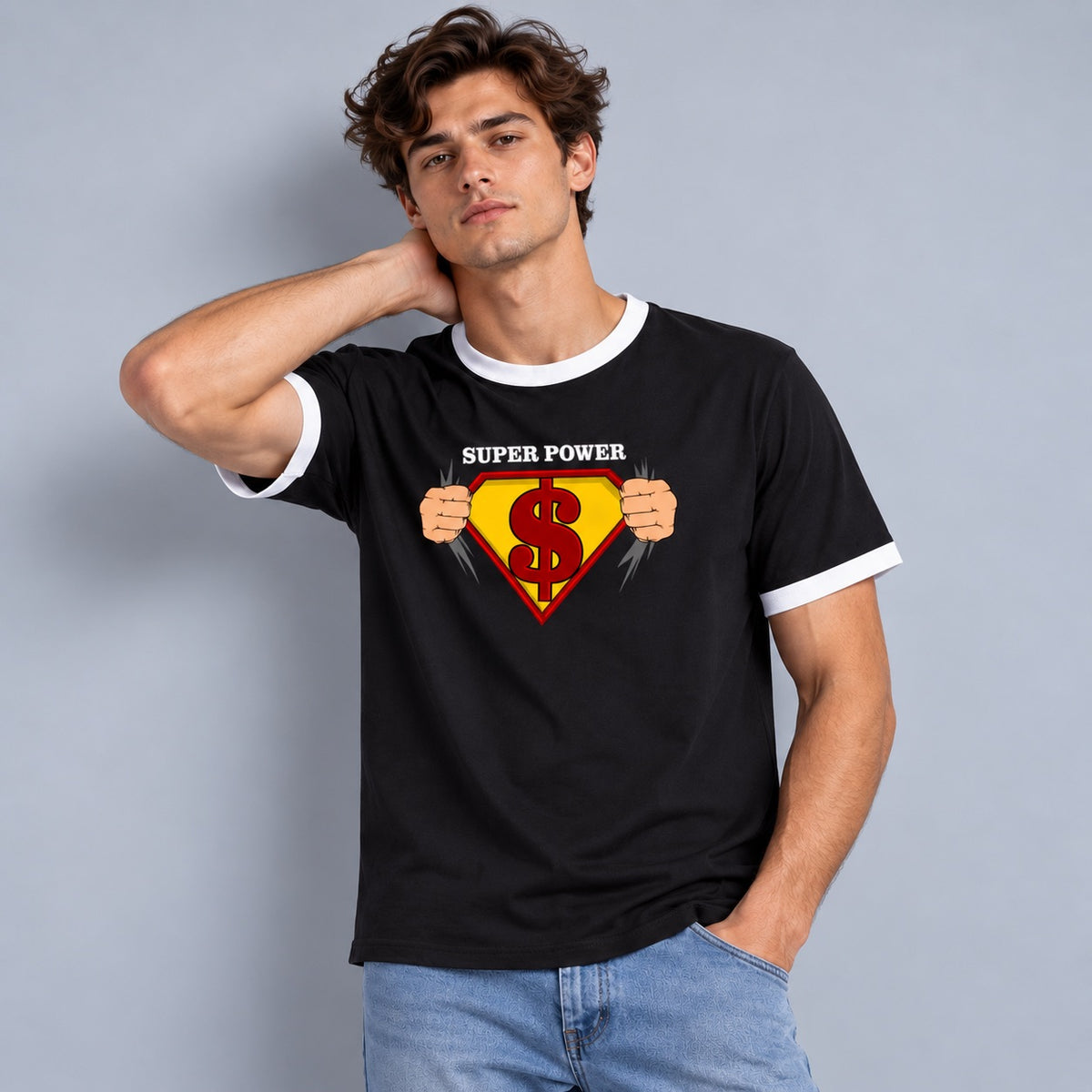 Superpower Men's Regular Fit Ringer T-Shirt