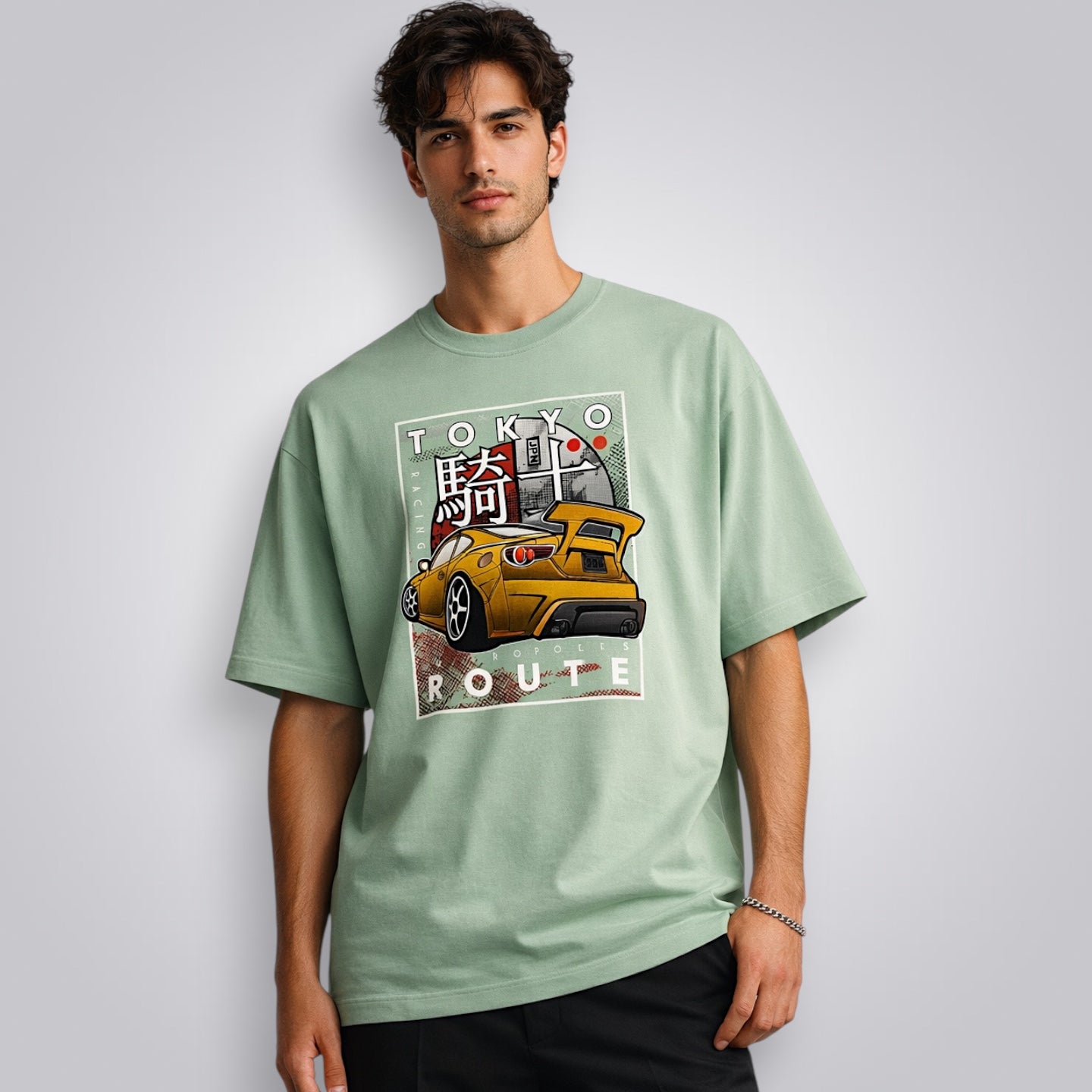 Tokyo Route Men's Premium French Terry Oversized Tee