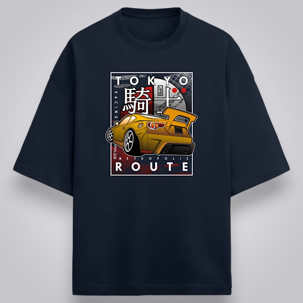 Tokyo Route Men's Premium French Terry Oversized Tee