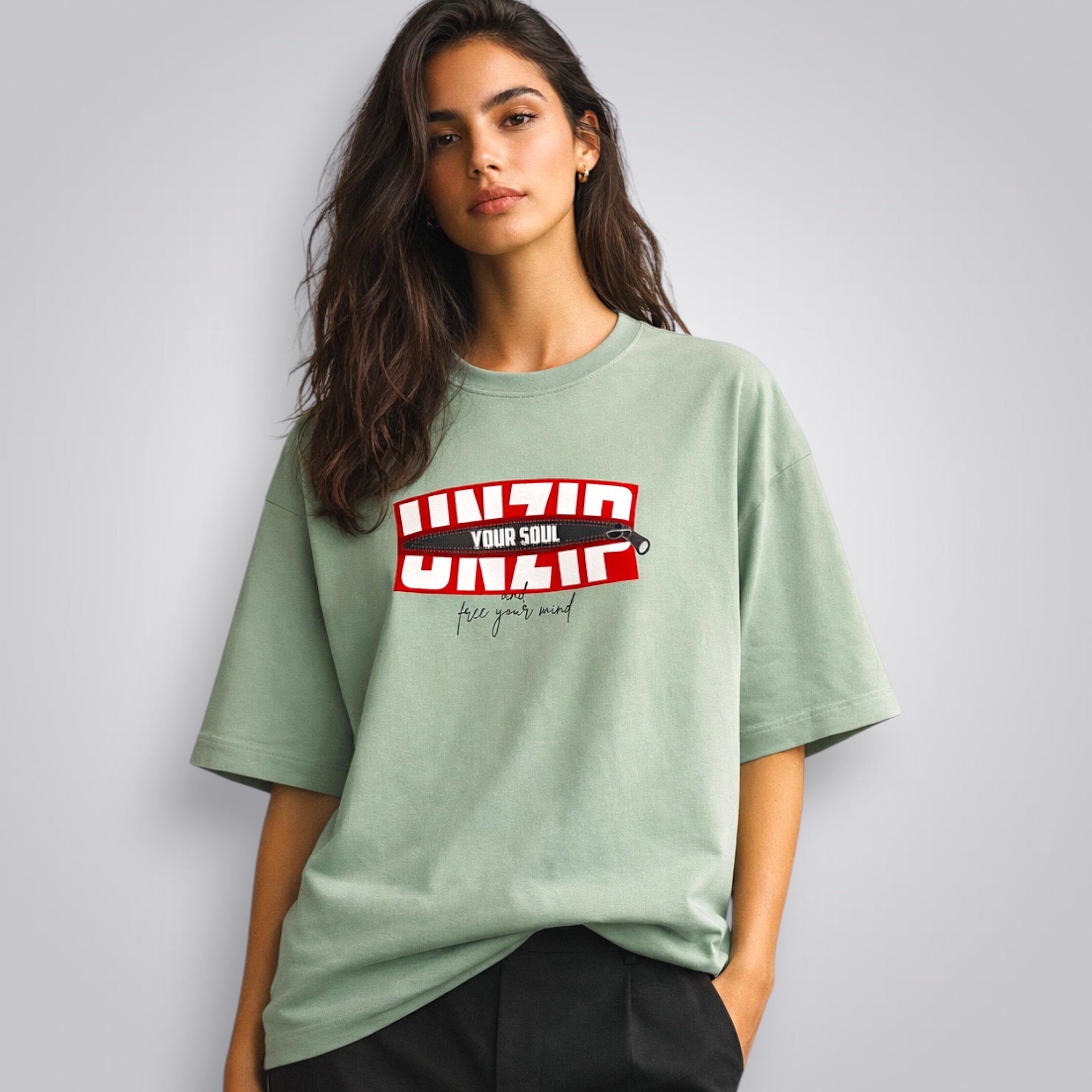 Unzip Your Soul And Free Your Mind Women's Premium French Terry Oversized Tee