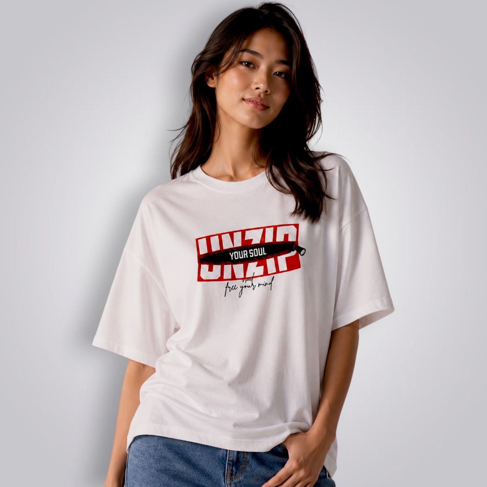 Unzip Your Soul And Free Your Mind Women's Premium French Terry Oversized Tee