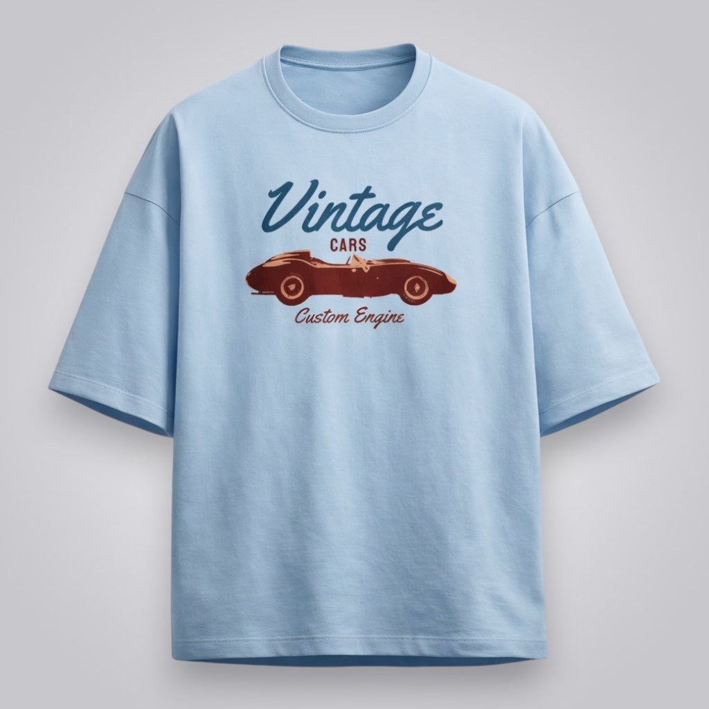 Vintage Cars Custom Engine Unisex Premium French Terry Oversized Tee