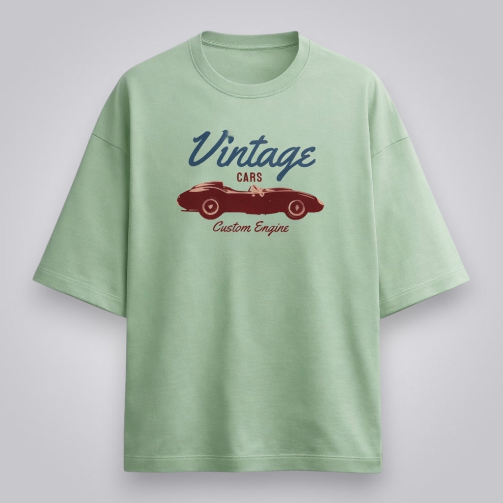Vintage Cars Custom Engine Unisex Premium French Terry Oversized Tee