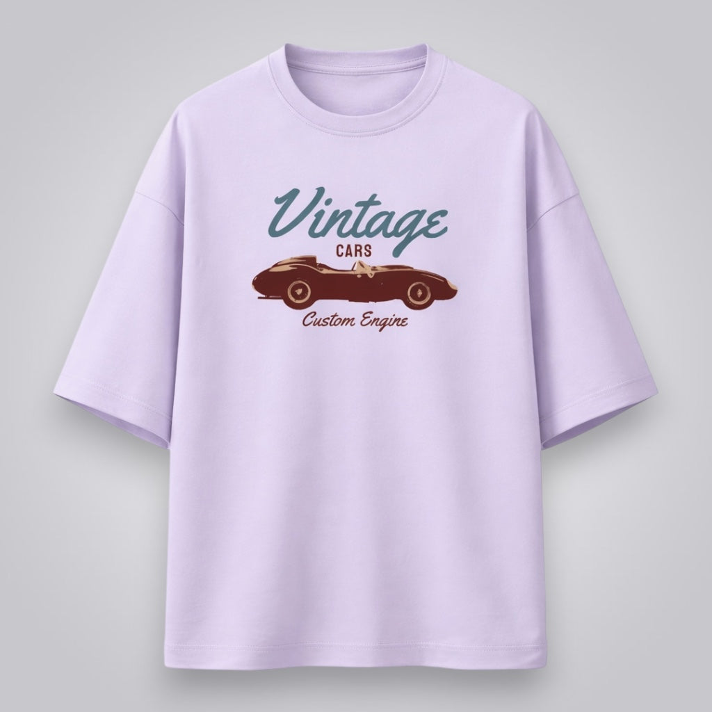 Vintage Cars Custom Engine Unisex Premium French Terry Oversized Tee