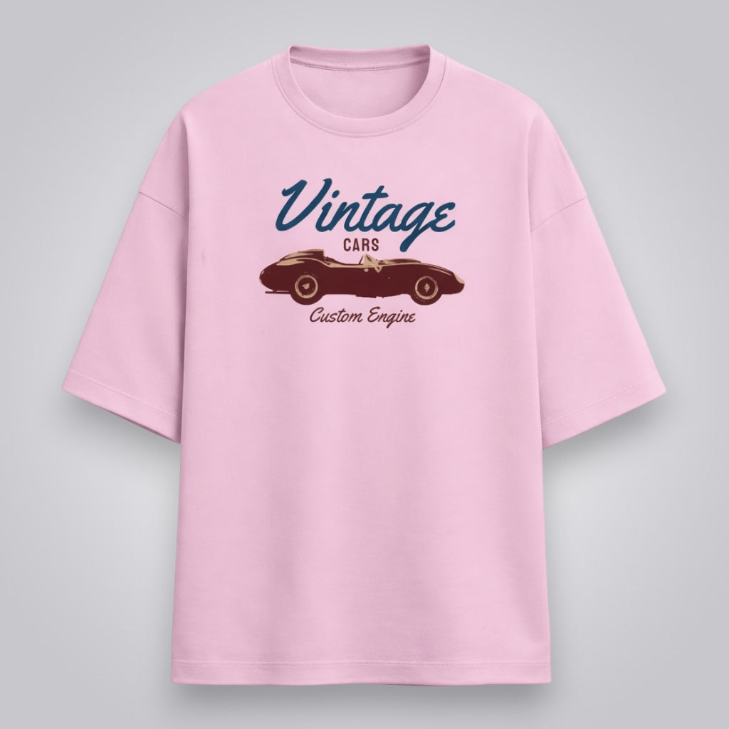 Vintage Cars Custom Engine Unisex Premium French Terry Oversized Tee