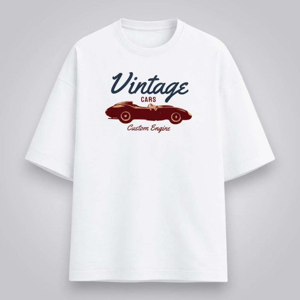 Vintage Cars Custom Engine Unisex Premium French Terry Oversized Tee