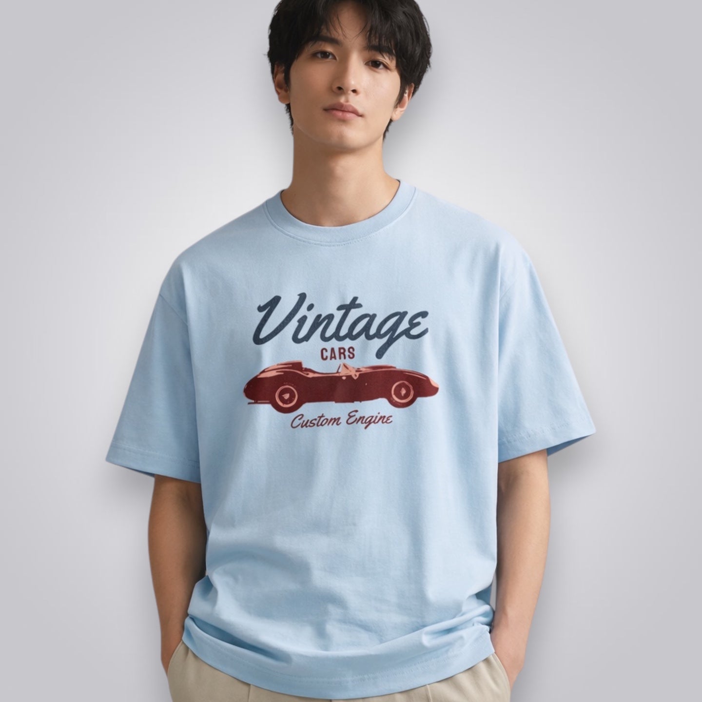 Vintage Cars Custom Engine Unisex Premium French Terry Oversized Tee
