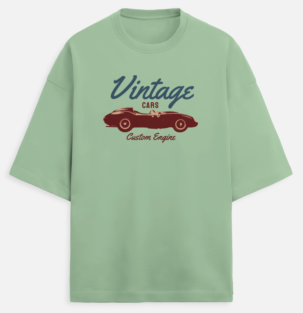Vintage Cars Custom Engine Unisex Terry Oversized Tee