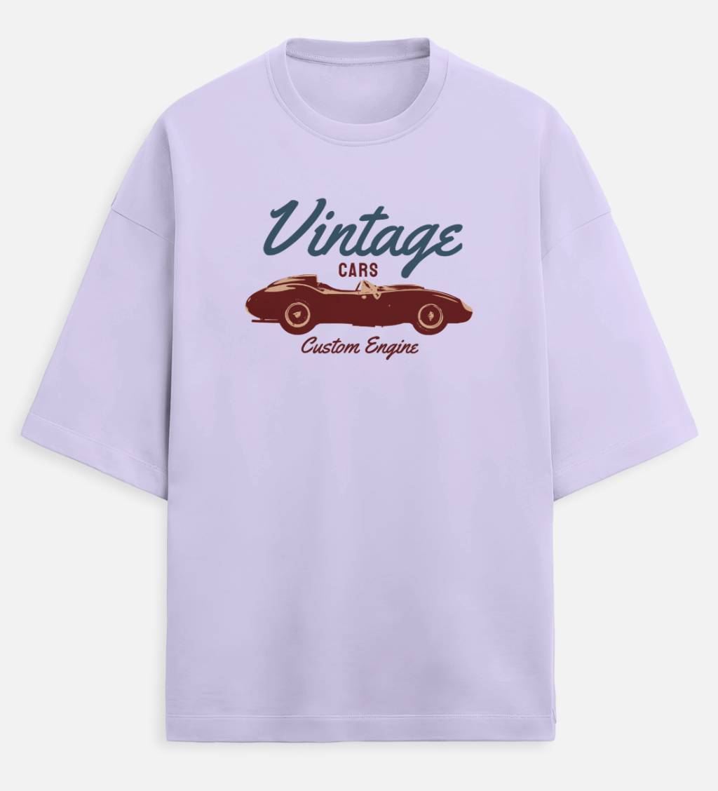 Vintage Cars Custom Engine Unisex Terry Oversized Tee