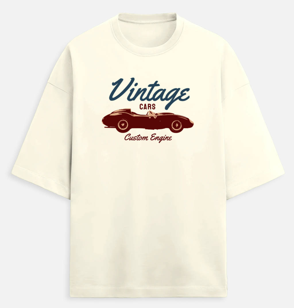 Vintage Cars Custom Engine Unisex Terry Oversized Tee