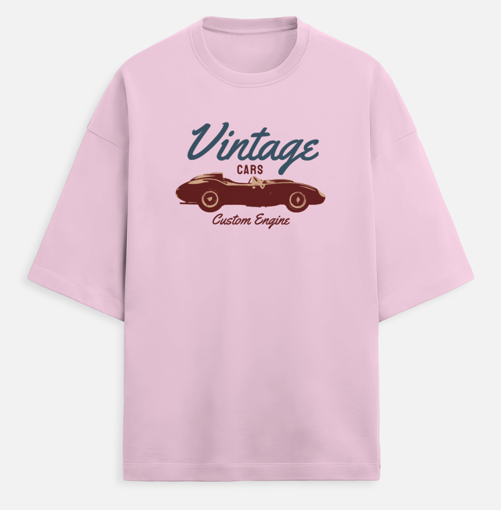 Vintage Cars Custom Engine Unisex Terry Oversized Tee