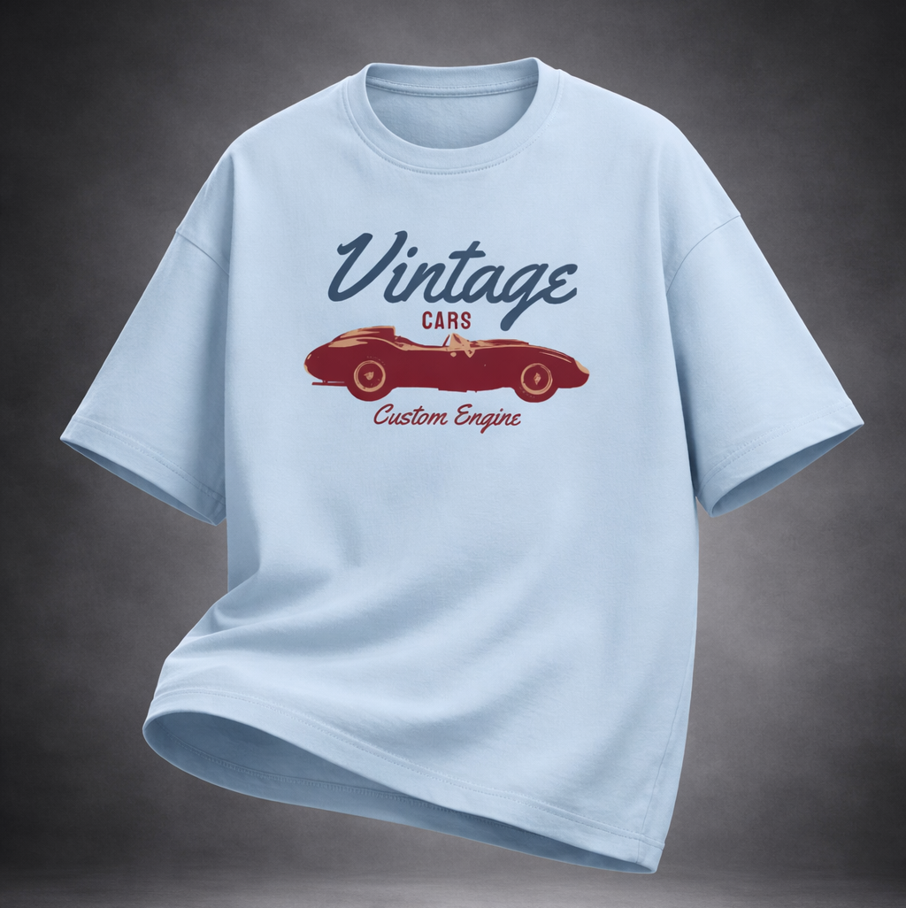 Vintage Cars Custom Engine Unisex Terry Oversized Tee