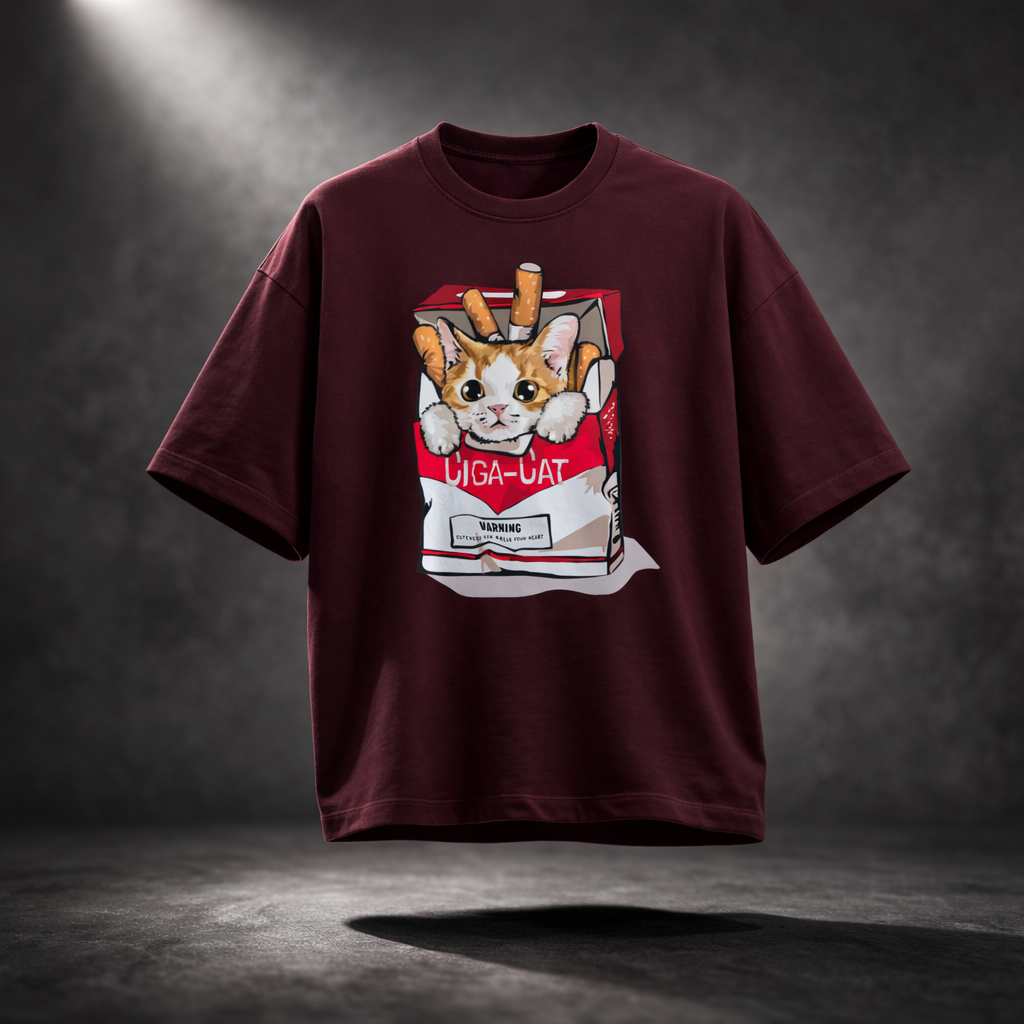 Ciga Cat Unisex Terry Oversized Tee