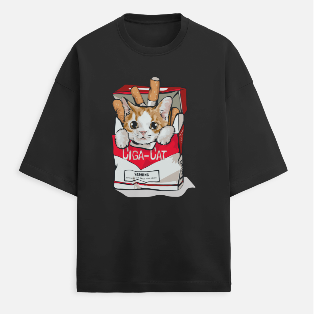 Ciga Cat Unisex Terry Oversized Tee