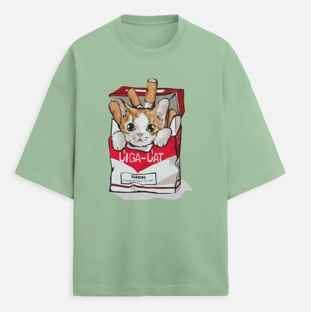 Ciga Cat Unisex Terry Oversized Tee